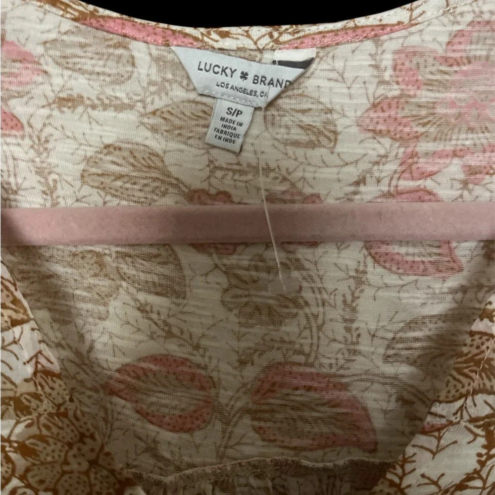 Lucky Brand Pink and Brown Floral Blouse - Picture 2 of 2